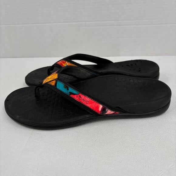 Vionic Tide II Flip Flop Sandals Size 8.5 Black Multi Toe Post Thong Orthotic - Picture 6 of 9